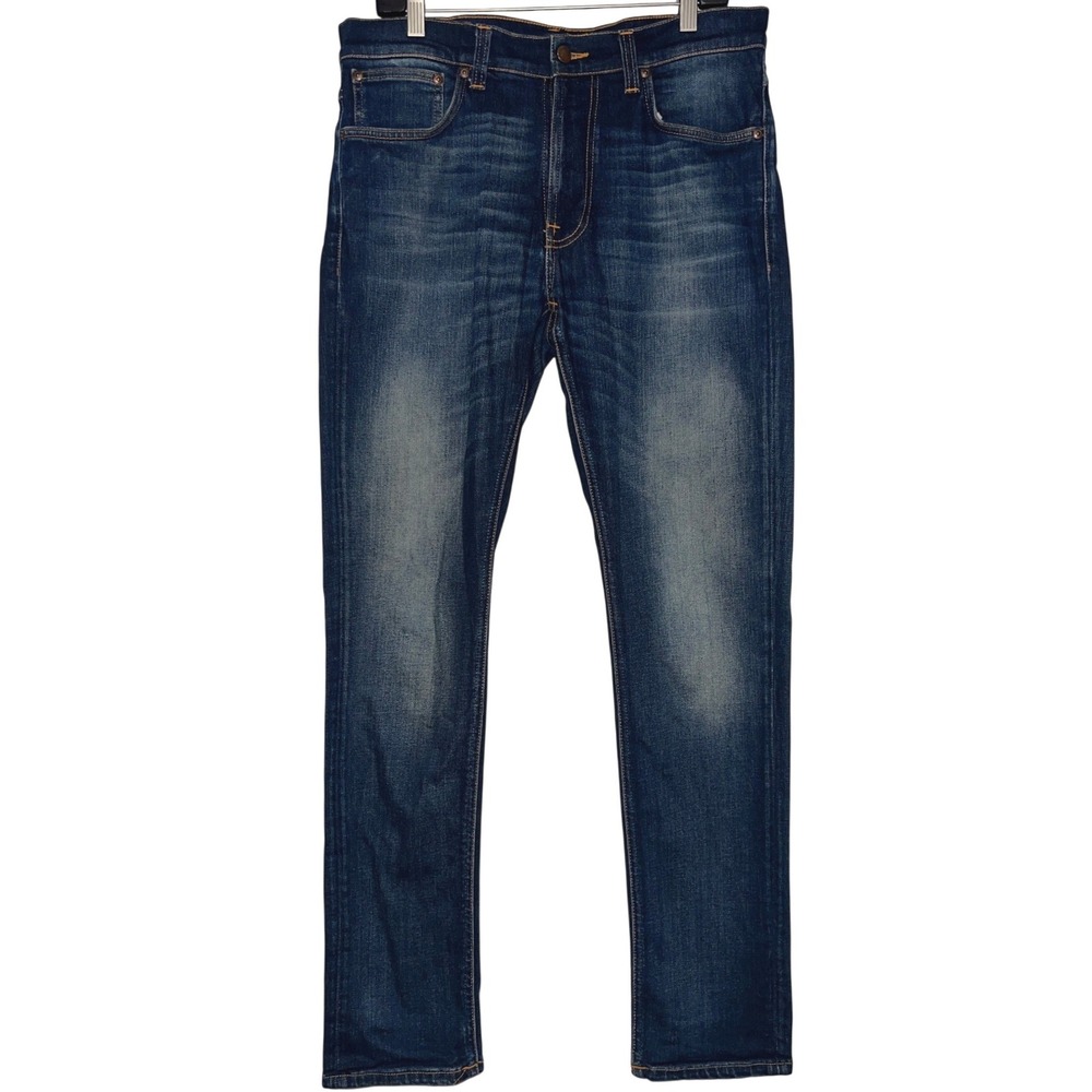 Nudie Jeans Lean Dean True Hustle 32x32 Men's Slim Tapered Stretch Blue Denim